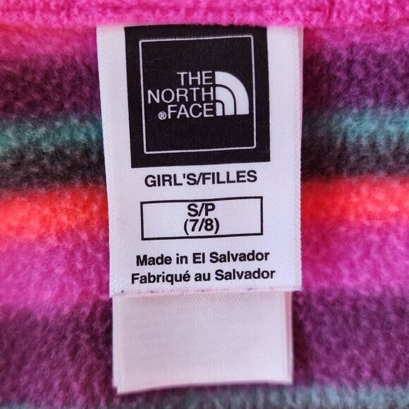 The North Face Fleece Pink Striped 1/4 Zip Pullover Girls Small (7/8) - Picture 7 of 9